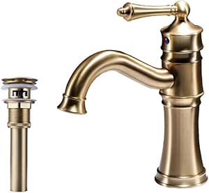 CZOOR Lavabo Grifo de oro Cepillado Baño Grifos de lavabo frío y