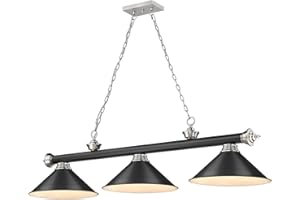 Z-Lite 2306-3MB-BN-MB15 Cordon Billiard Pendant, 3-Light 180 Total Watts, Matte Black & Brushed Nickel