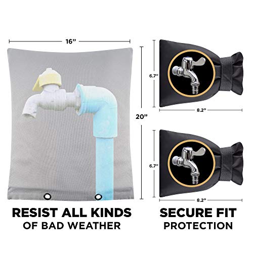 OOKU Backflow System Insulation Pouch Cover + 2 Outdoor Faucet Cover Set | 16"W x 20"H Winter Freeze Protection for Outdoor Pipe insulation | Protective Pipe Cover for Irrigation Sprinkler Valves - Thumbnail 2