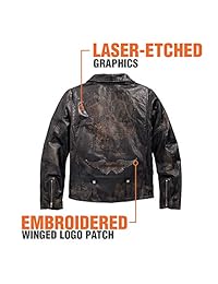 Harley-Davidson Master - Chaqueta de motorista de piel para hombre, color negro, L