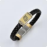 Naruto Konoha Logo Leather Bracelet Fashion Personality Magnetic Snap Braclet Alloy Cosplay
