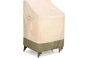 COSFLY Waterproof Outdoor Stackable Chairs Covers, Patio Furniture Covers Heavy Duty for 4-6 Stacking Chairs 1Pack - Fits up to 25W x 25D x 47H Inches (Beige)