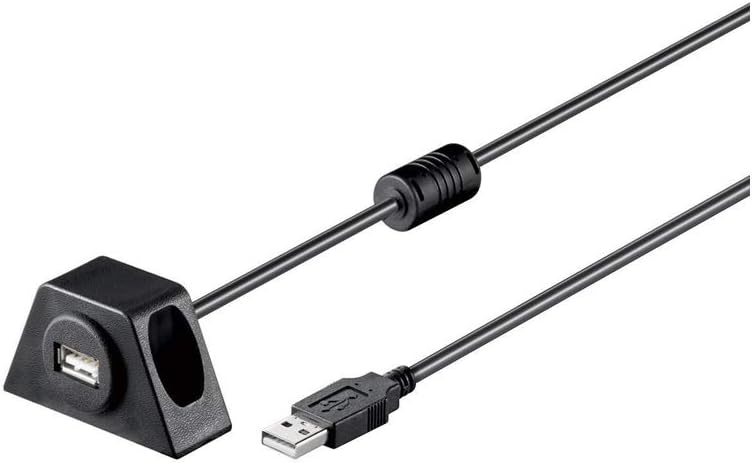 Goobay 93351 USB 2.0 Hi-Speed Extension Cable With Mounting Bracket, Black, 2m Length, 1x