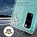 Huness Galaxy S20 Plus Case,Galaxy S20+ Case,Fresh Flower with Small Green Leaf Design Hard PC Back Protective and Soft Flexible TPU Case for Samsung Galaxy S20 Plus 5G (6.7 inch) (Green/White)