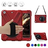 BRAECN iPad Mini 1 2 3 Case, ipad Mini case Hybrid Full Body 3 Layer Armor Protective Shockproof iPad Case Cover with Hand Grip/a Shoulder Strap/Rotating Kickstand for Apple iPad Mini Case for Kids