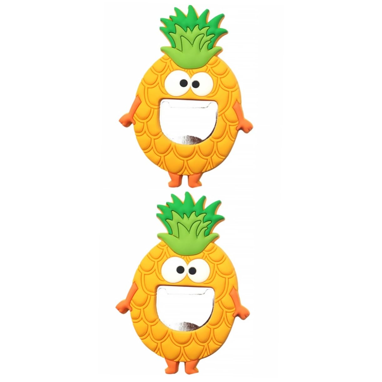 WRITWAA 2 Pcs Yellow Pineapple Bottle Opener Fridge Magnet - Creative Refrigerator Magnet for Home Office Decoration