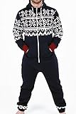 SkylineWears Men's Onesie Jumpsuit one Piece non Footed Pajamas Aztek Navy XL