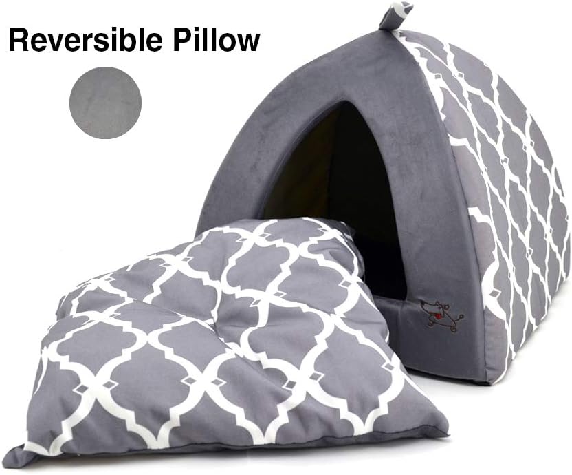 Pet Tent-Soft Bed for Dog and Cat by Best Pet Supplies - Gray Lattice, 16" x 16" x H:14" : Pet Supplies
