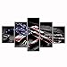 Retro gun American flag Military canvas print art Independence Day home decor wall art pictures for living room 5 panel large poster painting Framed Ready to hang