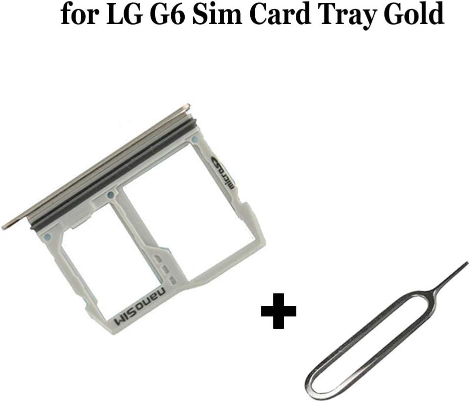 Cemobile SIM Card Tray Slot & Micro SD Memory Card Holder Container Replacement for LG G6 H870 H871 H872 LS993 VS998 (Gold)