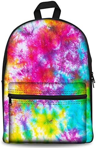 PrelerDIY Colorful Tie Dye Kids Backpack Back to School Book Bag 17 Inch Plus Laptop Bag Lightweight Daypack for Boys Girls 1-6th Grade