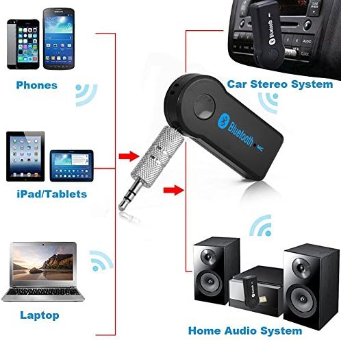 NAMEO Car Bluetooth Receiver, Music Audio Stereo Adapter Receiver for Car 3.5mm AUX Home Speaker MP3 for Car Music Sound System Hands Free Calling Built-in Mic - Black