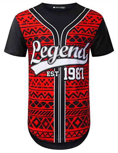URBANCREWS Mens Hipster Hip Hop Legend Aztec Graphic Longline T-Shirt Black, M