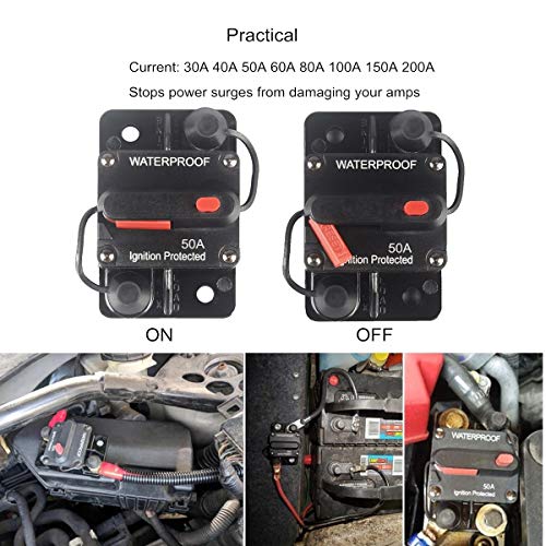 OUHL 50 Amp Circuit Breaker Manual Reset 30250A for Car Truck Rv ATV Marine Trolling Motors