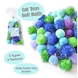 BALLMIE Cat Toys Ball Soft Crinkle Sparkle Balls Pom Pom Cat Balls Cat Ball (Blue 50 Units)