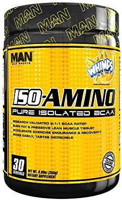 Man Sports ISO-Amino Pure Isolated BCAAs - Build Lean Muscle - Branched Chain Amino Acids Powder - Keto BCAA - Accelerate Recovery - 210 Grams, 30 Servings - Whimps Banana Candy
