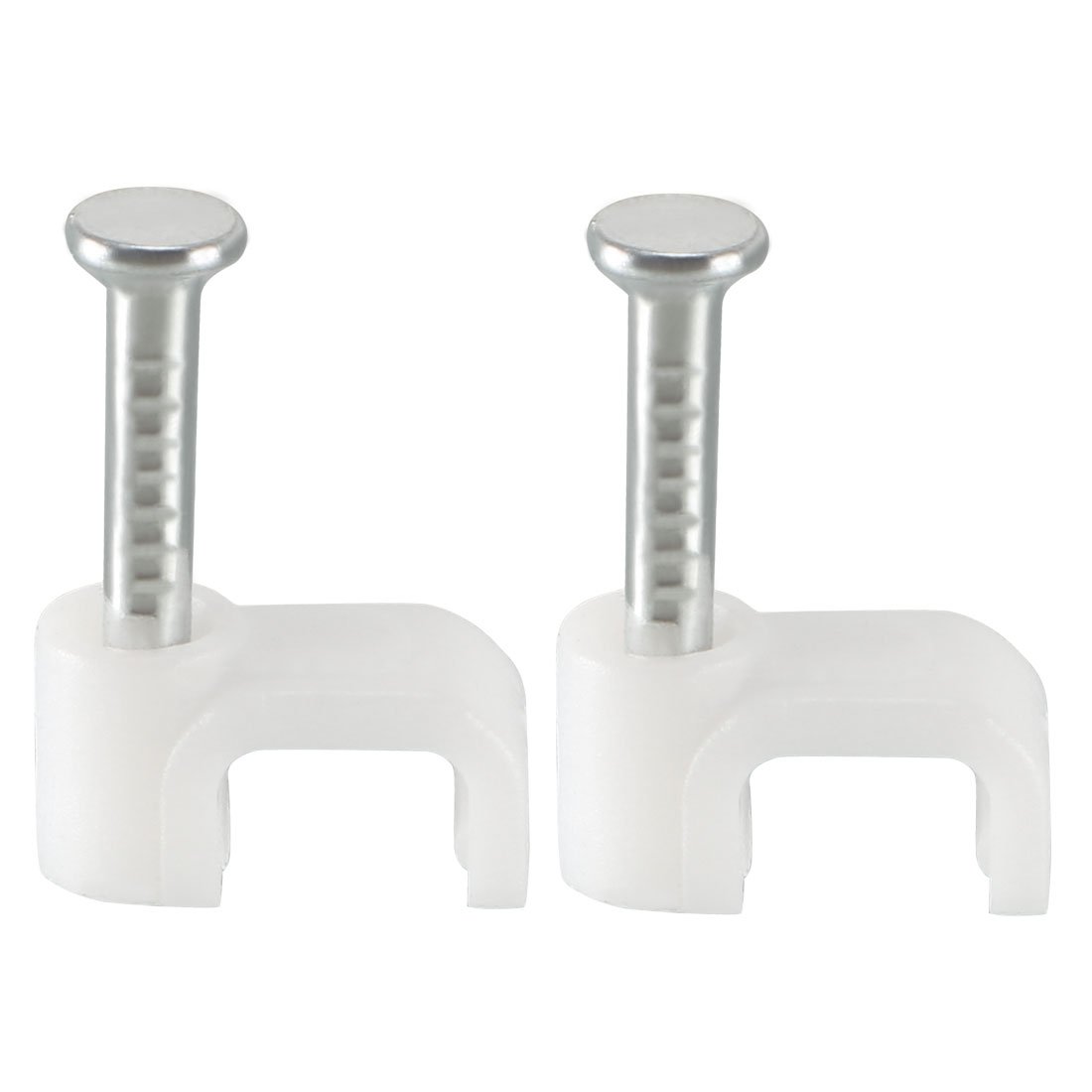 sourcing map Flat Cable Clip Nail Coaxial Tacks Wire Clips 5mm White 200pcs