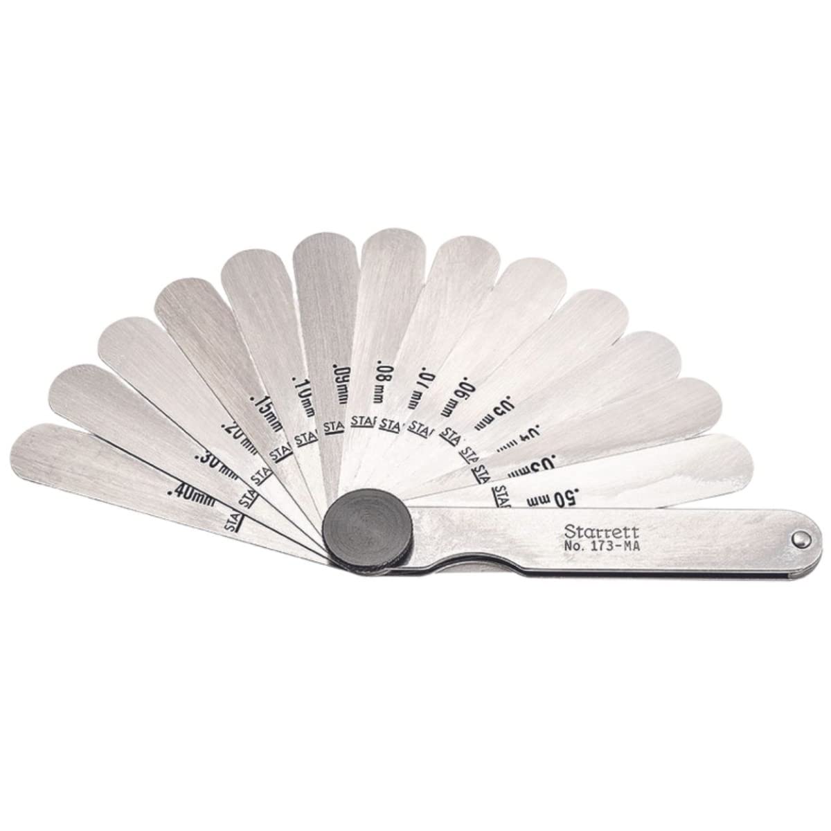 Starrett 173MA Thickness Gage Se With Straight Leaves, 0.03-0.50 mm, 13 Leaves