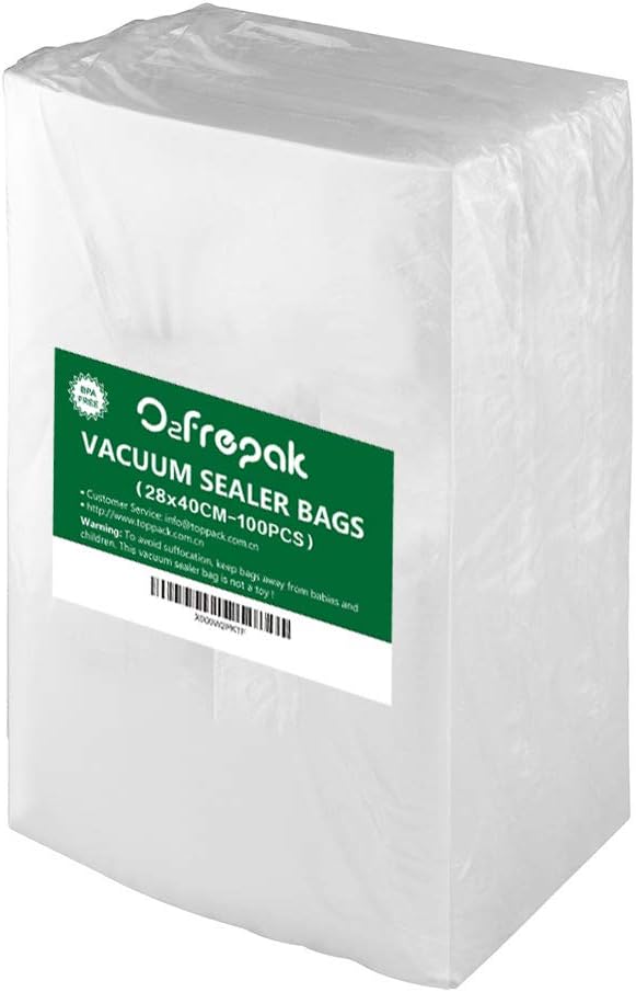 O2frepak 100 Count 28X40cm Textured Vacuum Sealer Bags for Food,BPA Free and Heavy Duty Embossed Vacuum Seal Food Sealer Bags,Great for Sous Vide Vaccume Sealer PreCut Bag