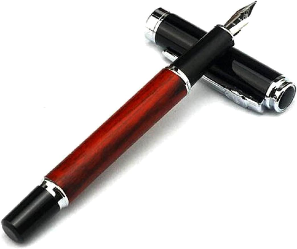 Fountain Pens Rose Wood Barrel,Lyonsblue JINHAO 8812 Vintage Style Rose Wood With Stainless Steel