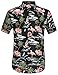 SSLR Mens Hawaiian Shirt Flamingos Casual Short Sleeve Aloha Shirt (Medium, Black)
