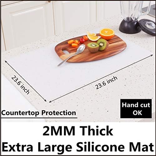 Large Silicone Mat Thick(2mm) 23.6" by 23.6", Countertop Protector, Transparent (23.6×23.6 in)