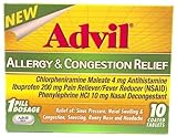 Advil Allergy and Congestion Relief Chlorpheniramine Maleate 4 Mg Antihistamine Ibuprofen 200 Mg Pain Reliever Fever Reducer Phenylephrine Hcl 10 Mg Nasal Decongestant 10 Coated Tablets (1 Pack)
