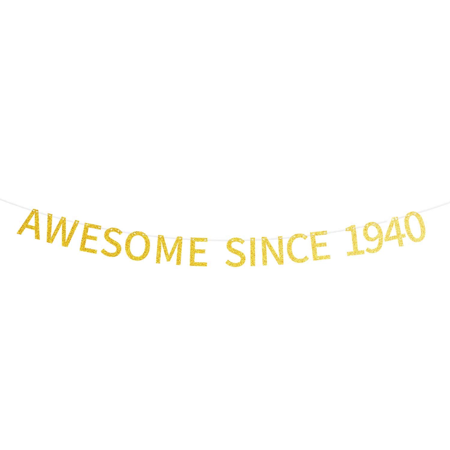 Awesome Since 1940 Pre-strung Gold Glittery 85th Birthday Banner 85 Eighty Five Years Old Birthday Party Decorations for Men Women