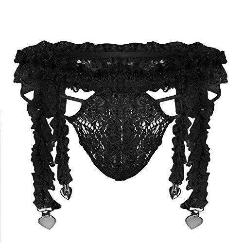 male garter belts Mens 4 Frilly Straps Heart Clips Suspender Garter Belt G