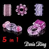 Buildent(TM) 5 Different Rings, Coc k Rings, Silicone Coc krings, s for Men 5pcs/lot