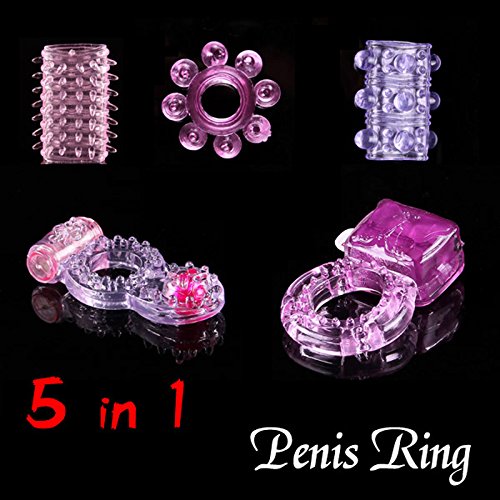 Buildent(TM) 5 Different Rings, Coc k Rings, Silicone Coc krings, s for Men 5pcs/lot