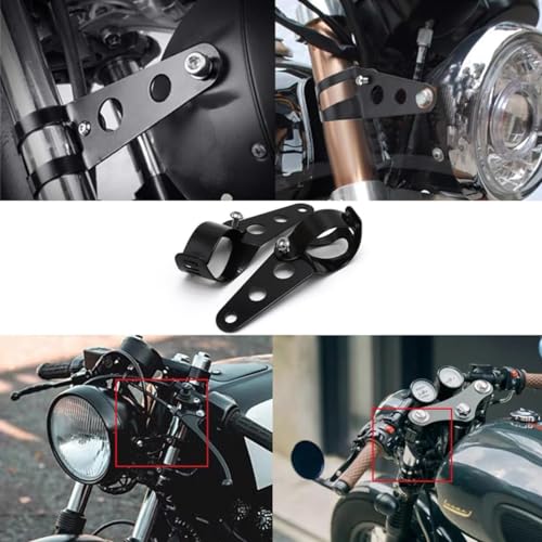 HQTS Universal Motorcycle Headlight Bracket 38mm - 51mm Motorcycle Headlight Holder Black Clip