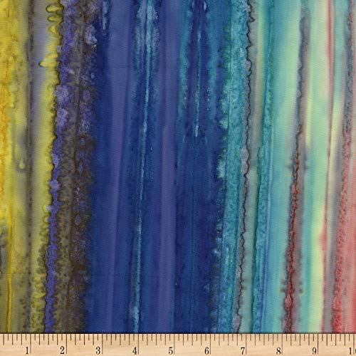 Textile Creations Semarang Indonesian Hand Dye Vertical Stripe Turquoise/Red/Blue Fabric