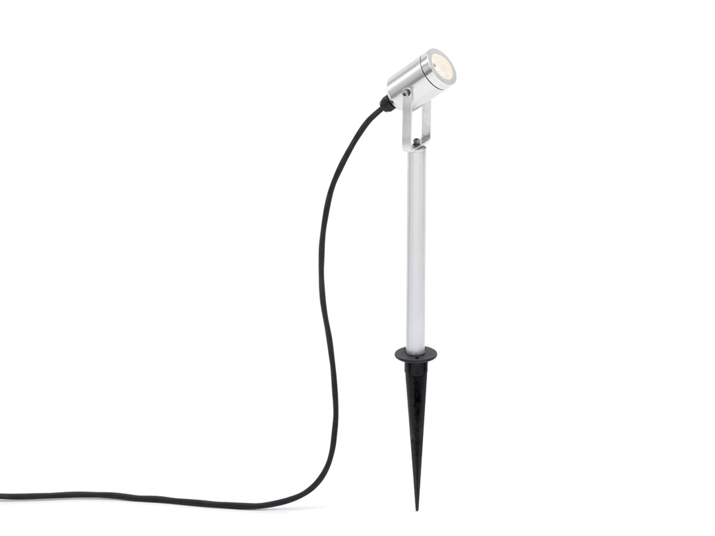 Konstsmide Monza Uplighter Small Garden Stick Adjustable Spot Light with Ground Spike, High Powered 3 W LED - Aluminium Silver