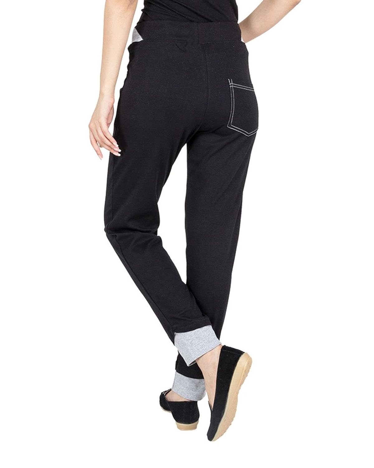 campus sutra womens printed track pant black