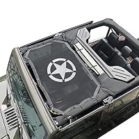 cartaoo Sunshade Mesh UV Protection Bikini Top Cover Net for 2007-2017 Jeep Wrangler JK JKU 4-Door Version (JK 2-Door & 4-Door Pentagram)