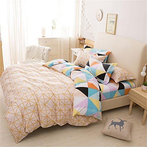 Sookie 4 Piece bedding set - 800 Thread Count Luxurious&amp;Extremely Durable Premium Bedding Collection - Multi-color Geometric triangle pattern - Standard Size