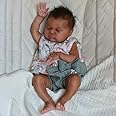 Angelbaby Reborn Baby Doll Black Girl Look Real, 18 inch Newborn African American Realistic Baby Sleeping Alive Infant Brown Skin Silicone Doll Toys