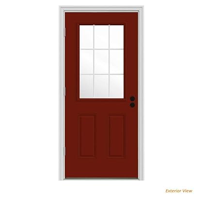 9 Lite Painted Steel Entry Door With Brickmold Amazon Com
