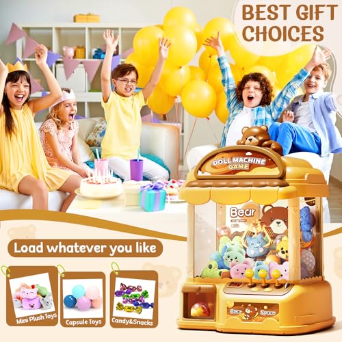 MIAOKE Large Claw Machine for Kids, Musical Electronic Arcade Game Toy | Vending Machine Adjustable Sound, Prize Dispenser Toys, Party Christmas and Birthday Gift for Girls Boys, Yellow