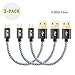 iKits Short Micro USB Cable Nylon Braided High Speed Durable Sync and Charge Cord Compatible with 4K TV Sticks, S7, HTC, LG. Metal Plug & Mixed Color Cotton Jacket, USB 2.0 A Male to Micro B [3-Pack]