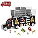 AOKESI Transport Car Carrier Truck Toy Great Gift for Boys Girls Age of 3-10 Year Old (Includes 6 Toy Cars, 2 Construction Signs,7 Road Blocks, 2 Oil Cones, 1 City Map and 1 Dice)