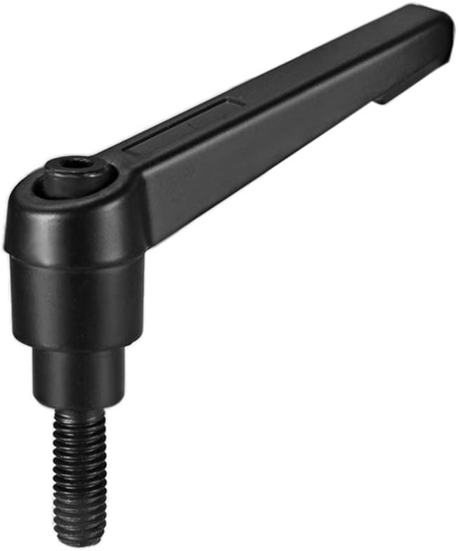 sourcing map M6 x 12mm Handle Adjustable Clamping Lever Thread Push Button Ratchet Male Threaded Stud Knobs Locking Rotating Screw Handles Quick Release Bolt Black