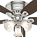 Hunter Fan Company, 53328, 52 inch Builder Brushed Nickel Low Profile Ceiling Fan with LED Light Kit and Pull Chain