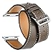 valkit Compatible with Apple Watch Band 38mm 40mm 42mm 44mm, Double Tour Replacement Genuine Leather Strap Women Men Wristband for Apple Watch Series SE/6/5/4/3/2/1,Brownness