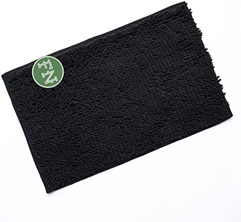 FindNew Non-Slip Memory Foam Bath Mat Stripe Style Soft Touch Microfiber Bathroom Rugs with Anti-Skid Bottom,Absorbent&Comfortable,Quickly Drying(Black, 17" X 24")...