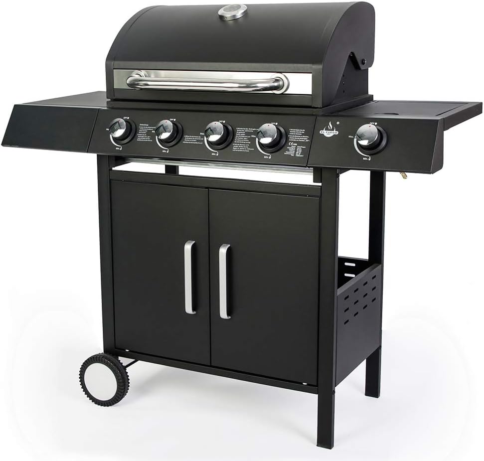 El Fuego Barbecue Gasgril mit 4 Brenner + 1 Seitenbrenner BBQ