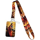 Guadalupe Rose Saint Mary I Love Jesus Lanyard Necklace ID Card Credential Badge Holder Women Girl Kids Keys Keychain Strap (#H)