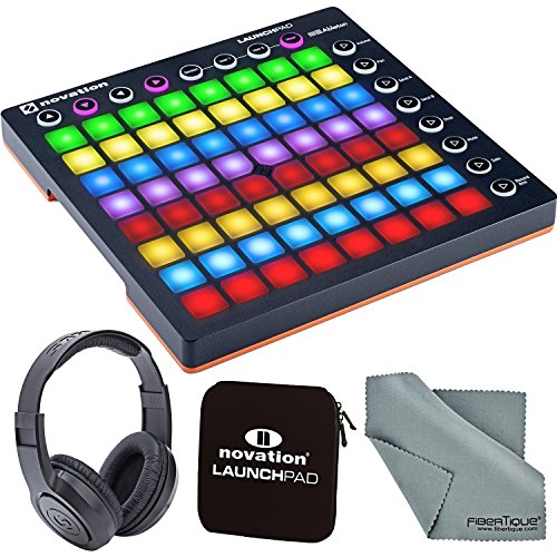 Novation Launchpad Ableton Live Controller Bundle with Novation Launchpad Soft Carry Sleeve + Headphones + FiberTique Cleaning Cloth