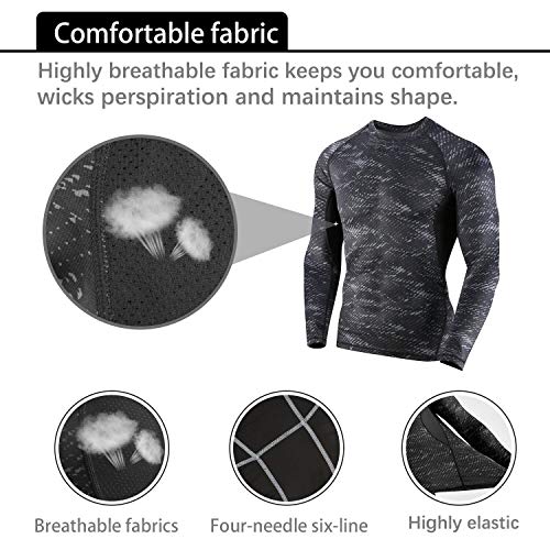 Niksa 3 Pcs Men's Workout Clothes Set with Compression Pants, Sweat-Wicking Shirt and Loose Fitting Shorts